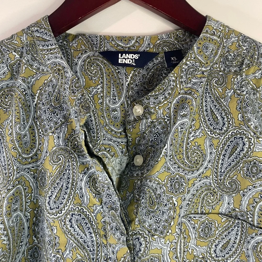Lands'‎ End Paisley Blouse - Gray and Yellow - Picture 3 of 12